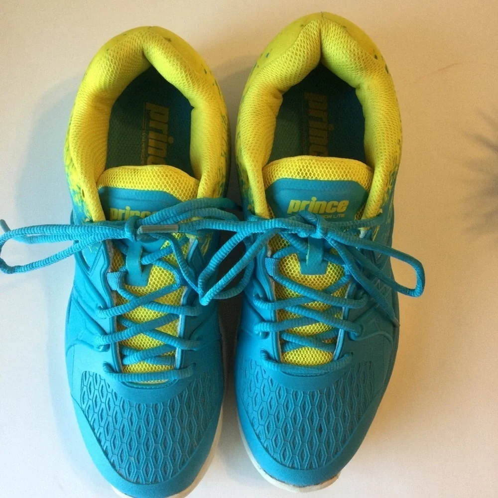 Prince Warrior Lite Shock Eraser Blue and Yellow Casual Athletic Sneakers Size 9